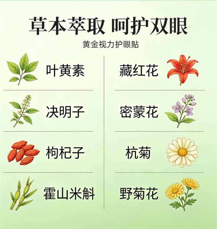 黄金视力护眼贴草本萃取成分
